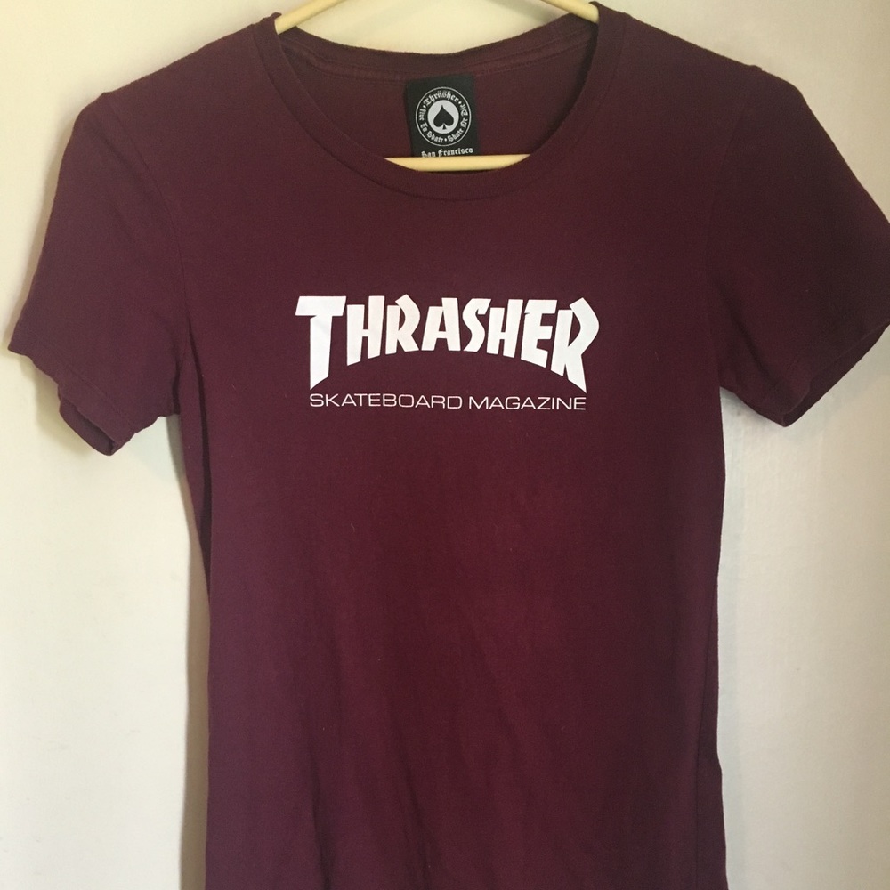 Maroon Thrasher Skateboard Magazine T-Shirt